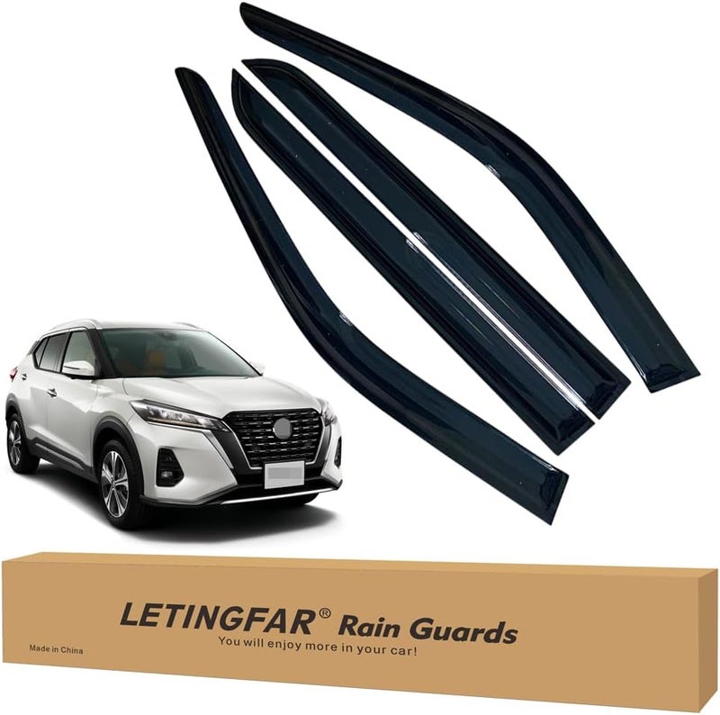 LETINGFAR Window Visors Rain Guards for Nissan Kicks 2018 2019 2020 2021 2022 2023 2024 Accessories, Wind Deflectors Vent Shades for Nissan Kicks - Image 1
